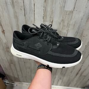 Sperry Black 7 Seas 3 Eye Boat Sneaker Shoes Mens Size 12